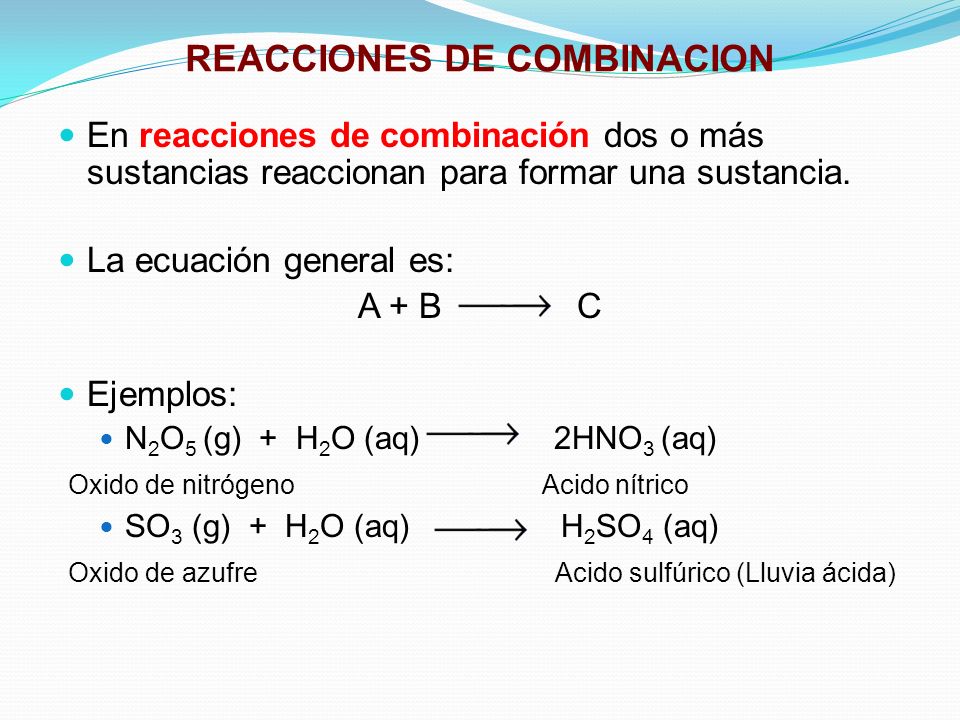 Las Reacciones De Combinación. | Química | Wikisabio