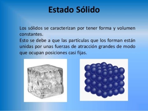 Estado sólido de la materia. Se llama estado sólido a una de las 4 formas
